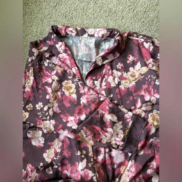 Free People Dreamy Floral Pajama Set in Pink and Brown - Picture 4 of 7
